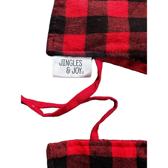 Christmas Tree Skirt 53in Xmas Tree Skirt Red Black Buffalo Plaid Reversible - Picture 8 of 10